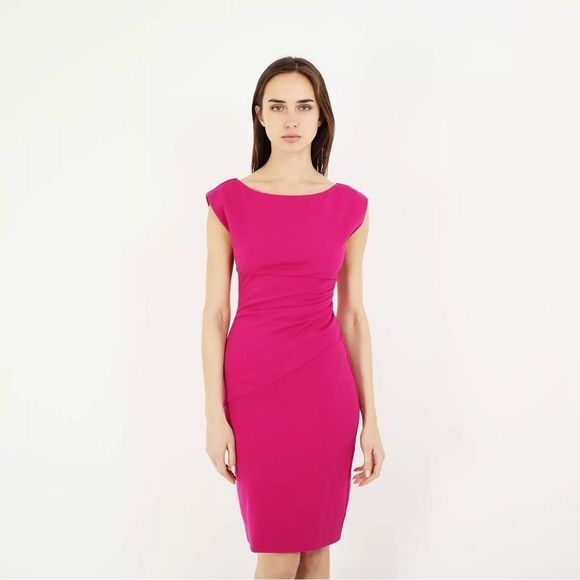 Diane Von Furstenberg Pink Boatneck V-Back Sleeveless Jori Sheath Dress Size 4 - Picture 2 of 15